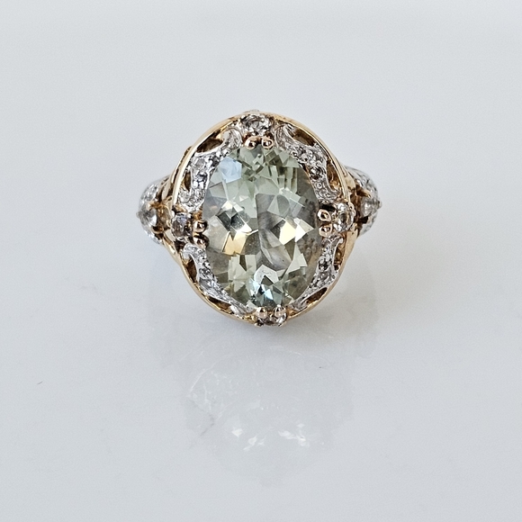 Victoria Wieck Prasiolite & White Topaz Ring 14k Gold & Sterling Silver Sz 7! - Picture 7 of 10